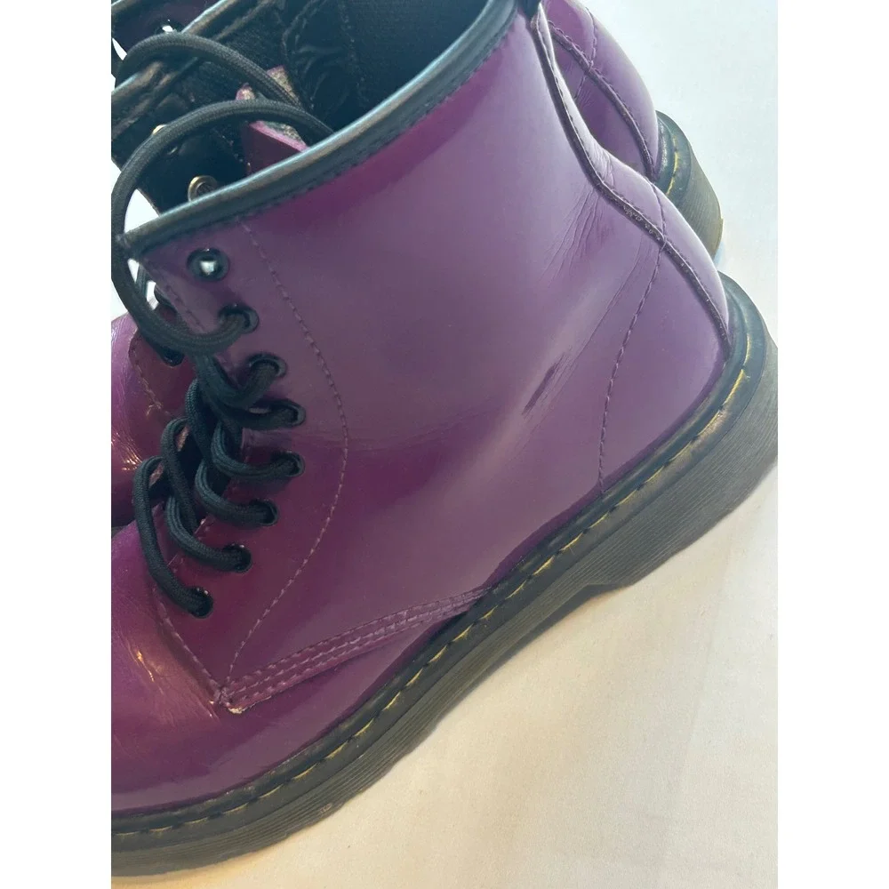 Dr. Martens 1460 Deluxe Boots Kids Size 6 Purple Patent Leather Lace Up Zip